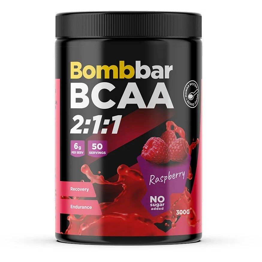 Коктейль BCAA 2:1:1 без сахара Бомбар (BombBar) Pro Малина 300 г