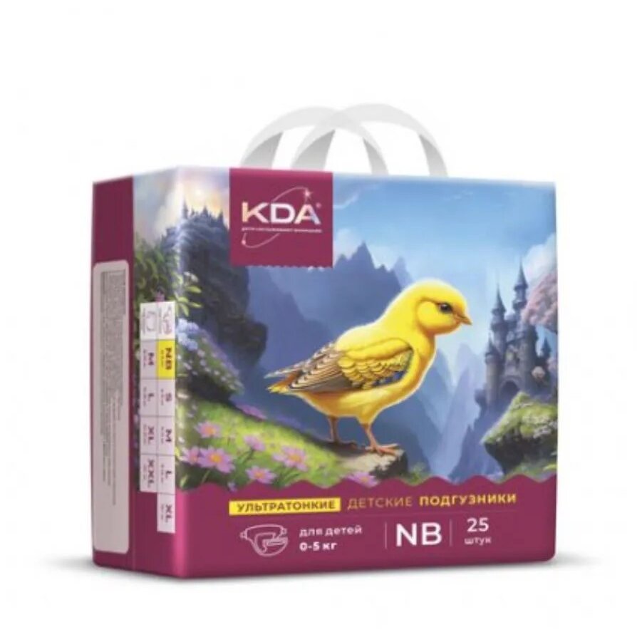 Подгузники детские КДА (KDA) Кидс ультратонкие р.NB 0-5 кг 25 шт.