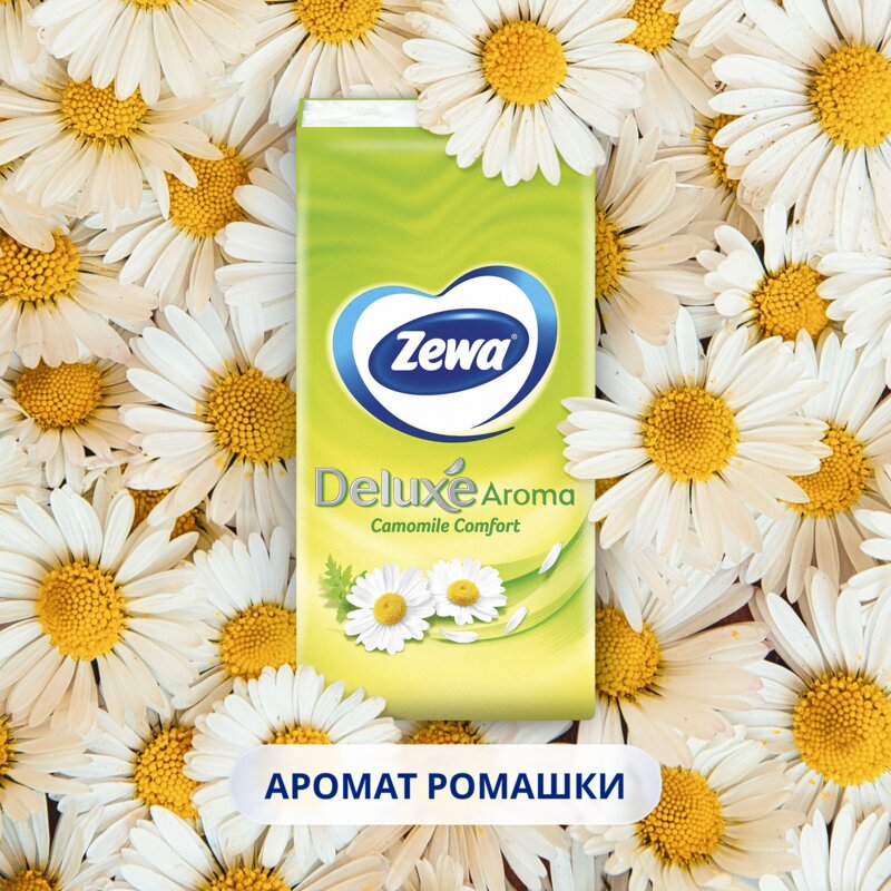 Платочки носовые Zewa Deluxe Ромашка 10x24 шт.