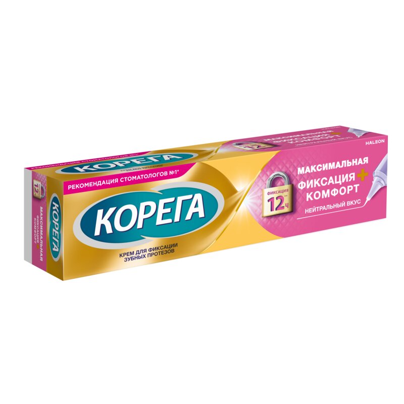 Крем для фиксации зубных протезов Корега Максимальная фиксация + комфорт 40 г