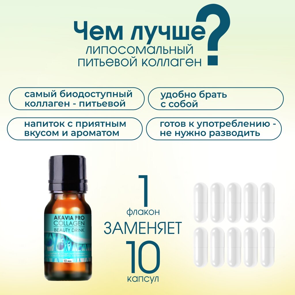 Коллаген Akavia Beauty Drink Pro напиток 10 мл 15 шт.