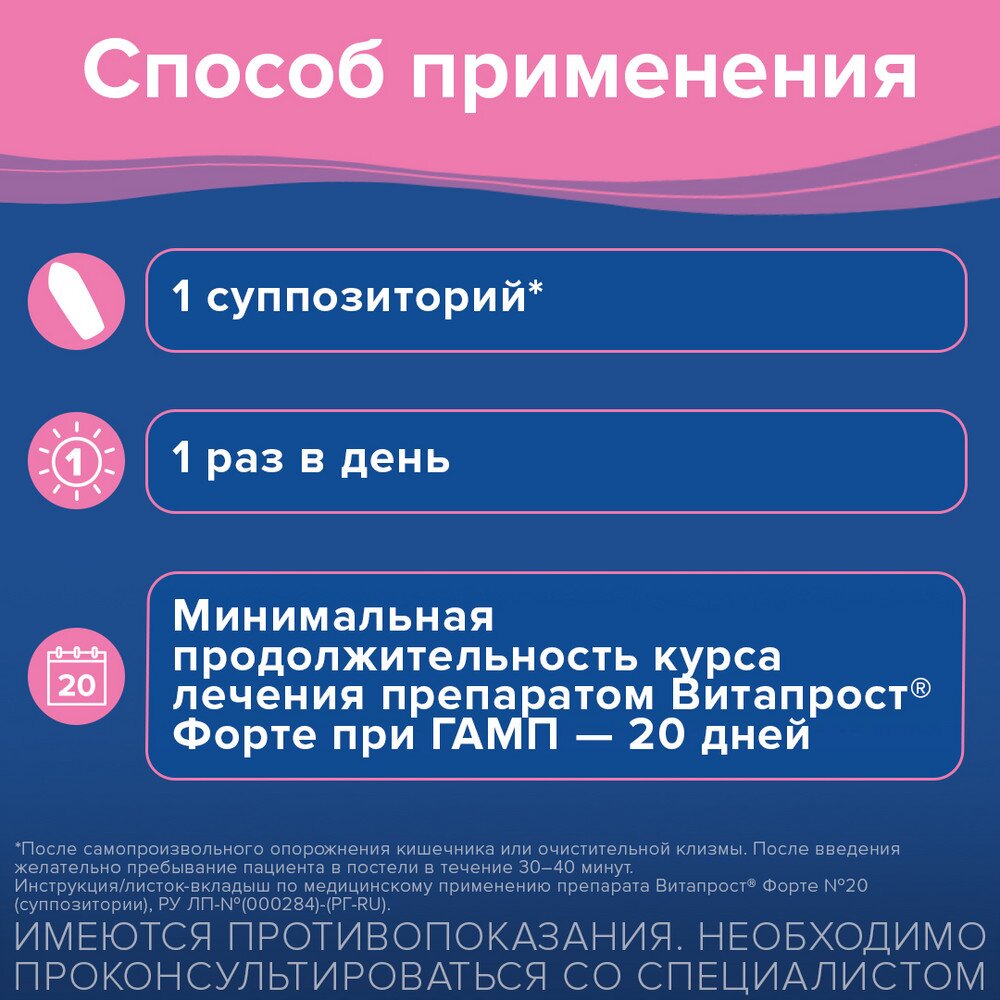 Витапрост Форте суппозитории ректальные 20 мг 20 шт.