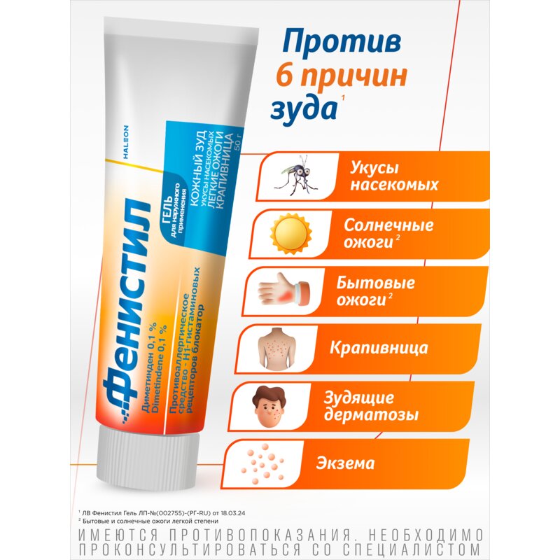 Фенистил гель для наружного применения 0,1% 50 г