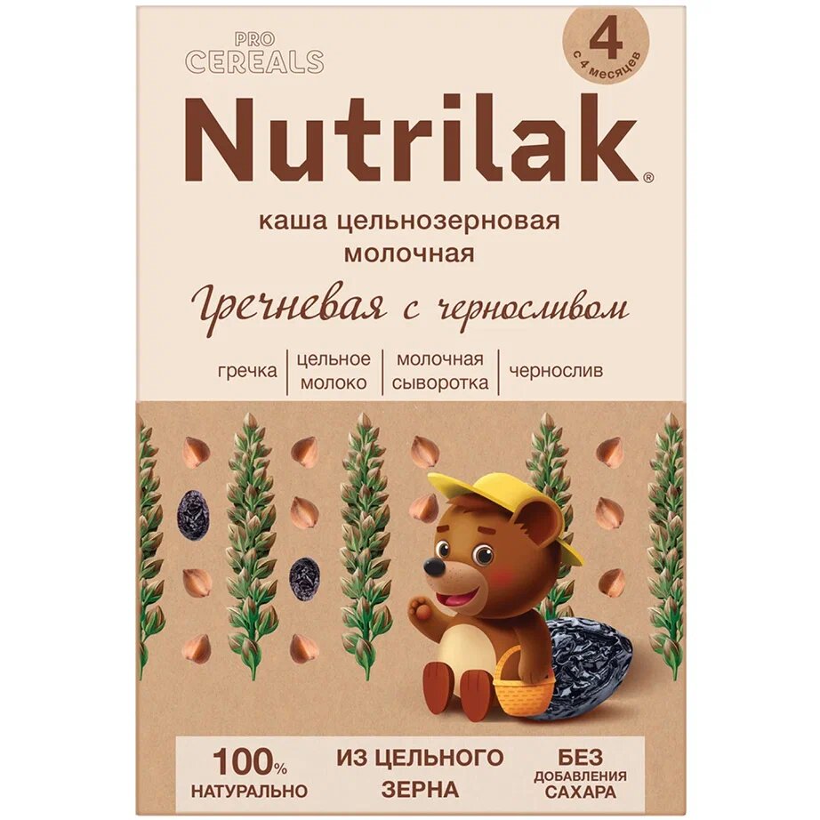 Каша молочная цельнозерновая гречневая Nutrilak Premium Procereals с черносливом 200 г