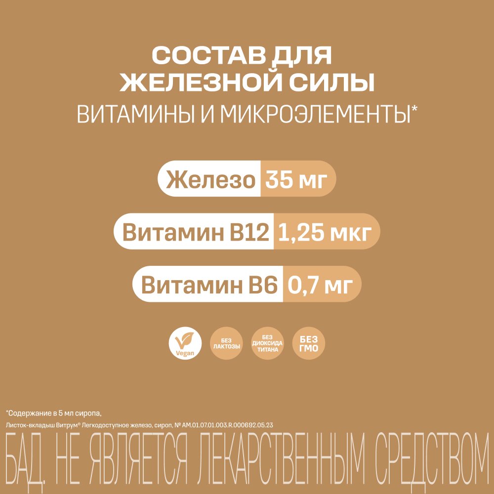 Железо легкодоступное Витрум сироп 120 мл