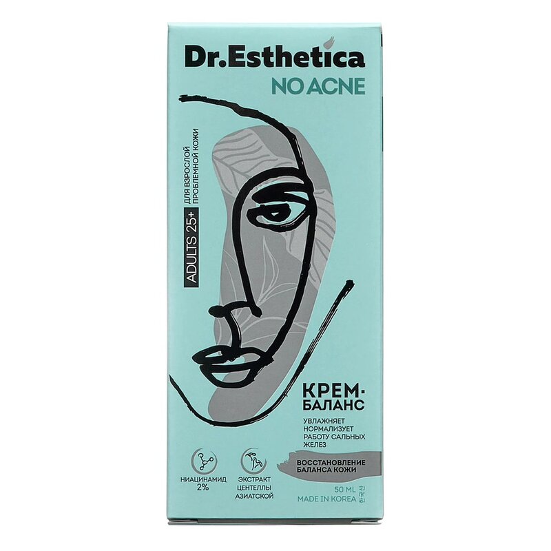 Крем-баланс Dr. Esthetica no acne для кожи, склонной к акне для взрослых 25+ туба 50 мл