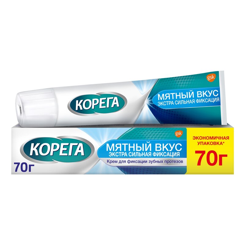 Корега крем для фиксации зубных протезов мятный вкус 70 г