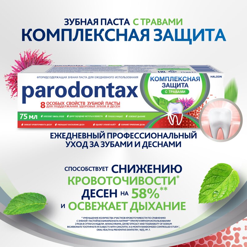 Зубная паста Parodontax Комплексная защита с травами 75 мл