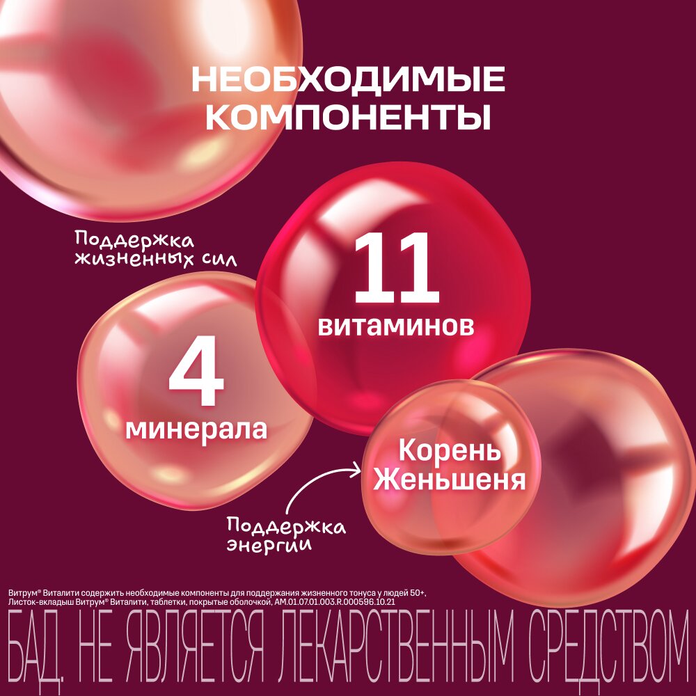 Витрум Виталити 50+ таблетки 1400 мг 30 шт.