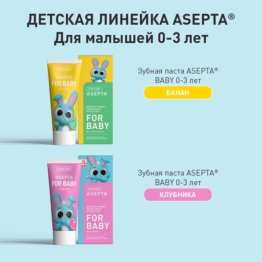 Зубная паста Асепта Baby детская гелевая клубника от 0 до 3 лет 50 мл
