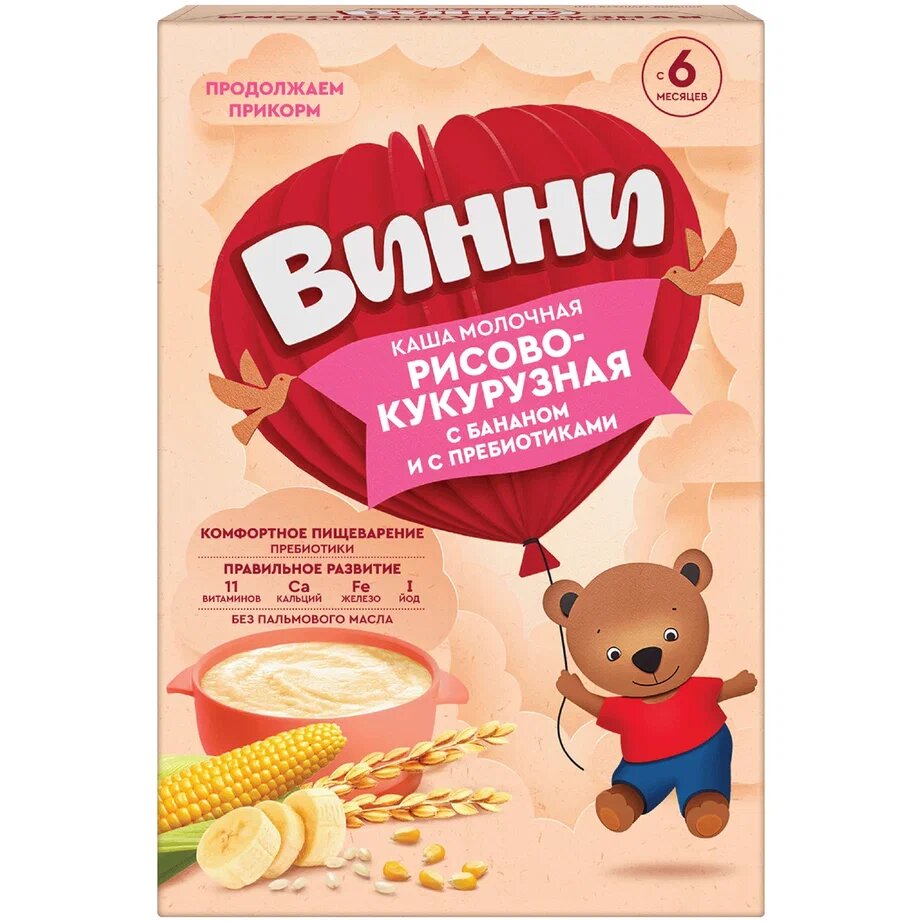 Каша молочная Винни рисово-кукурузная с бананом 200 г