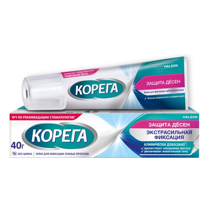 Крем для фиксации зубных протезов Корега Защита десен 40 г