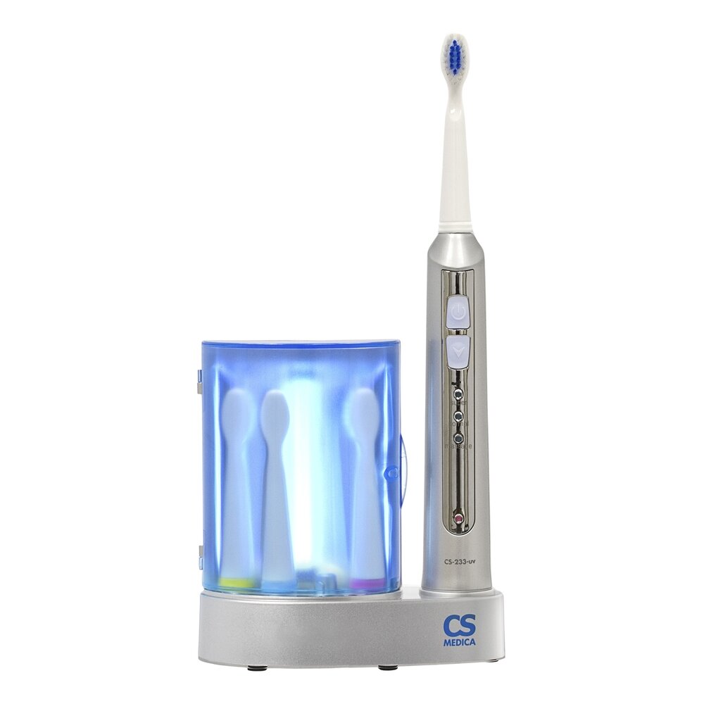 Зубная щетка CS Medica CS-233-UV электрическая звуковая с зарядным устройством и ультрафиолетовым дезинфектором