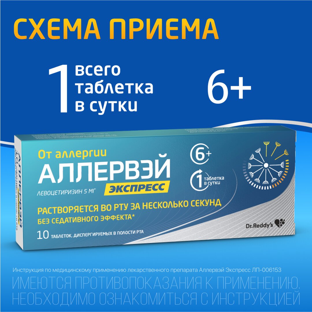 Аллервэй Экспресс таблетки диспергируемые в полости рта 5 мг 10 шт.