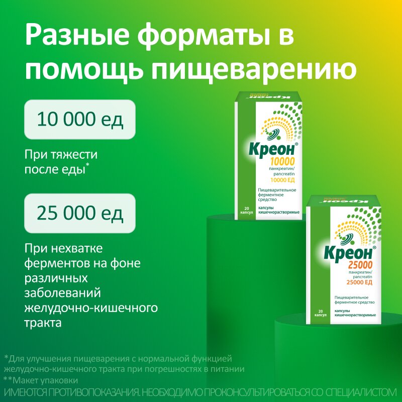 Креон 25 000 ЕД капсулы кишечнорастворимые 20 шт.