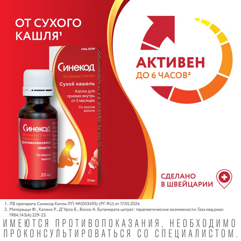 Синекод капли для приема внутрь 5 мг/мл 20 мл