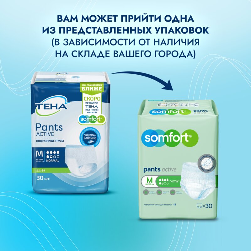 Подгузники-трусы для взрослых Somfort Pants Active Normal р.M 30 шт.