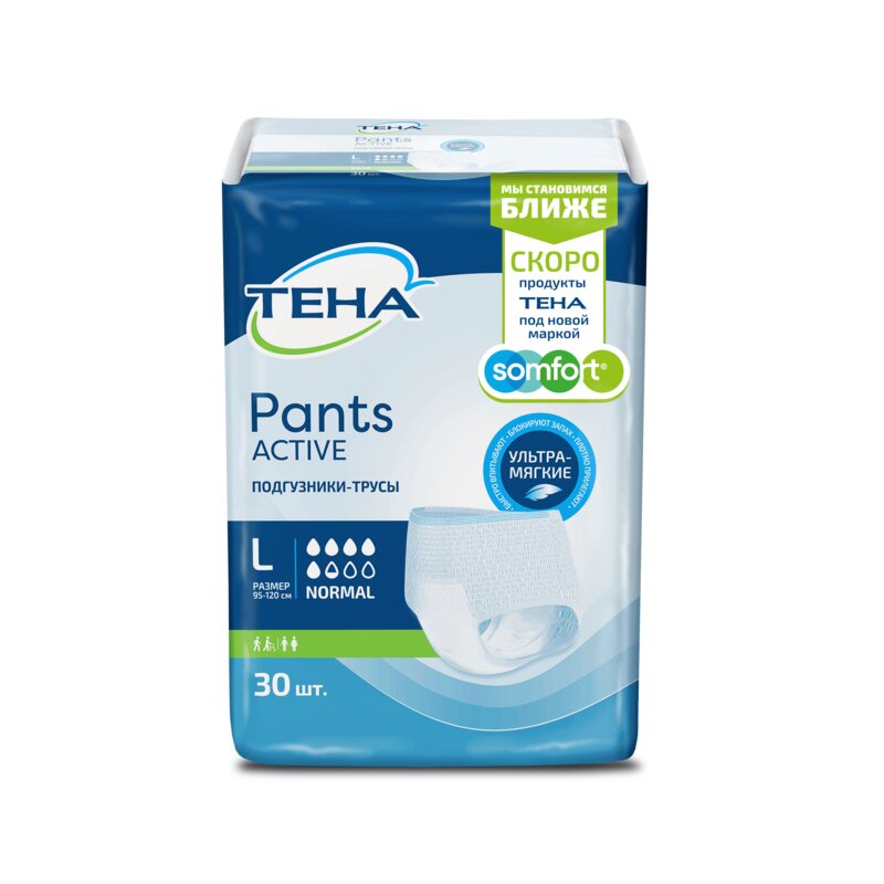 Подгузники-трусы Тена (TENA) Pacts Active Normal р.L 30 шт.
