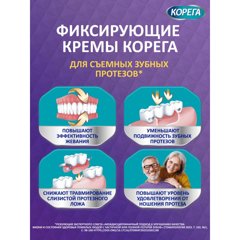 Крем для фиксации зубных протезов Корега Комплексная защита (Максимальная фиксация+прилегание) 40 г