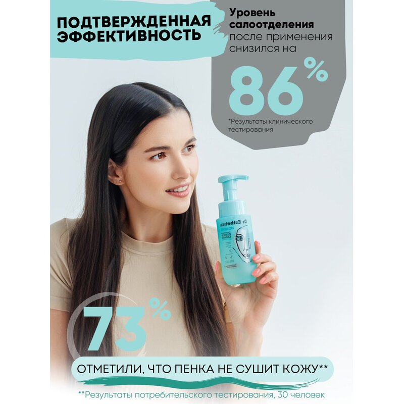 Пенка-баланс Dr. Esthetica no acne для взрослых очищающая для жирной кожи, склонной к акне 200 мл