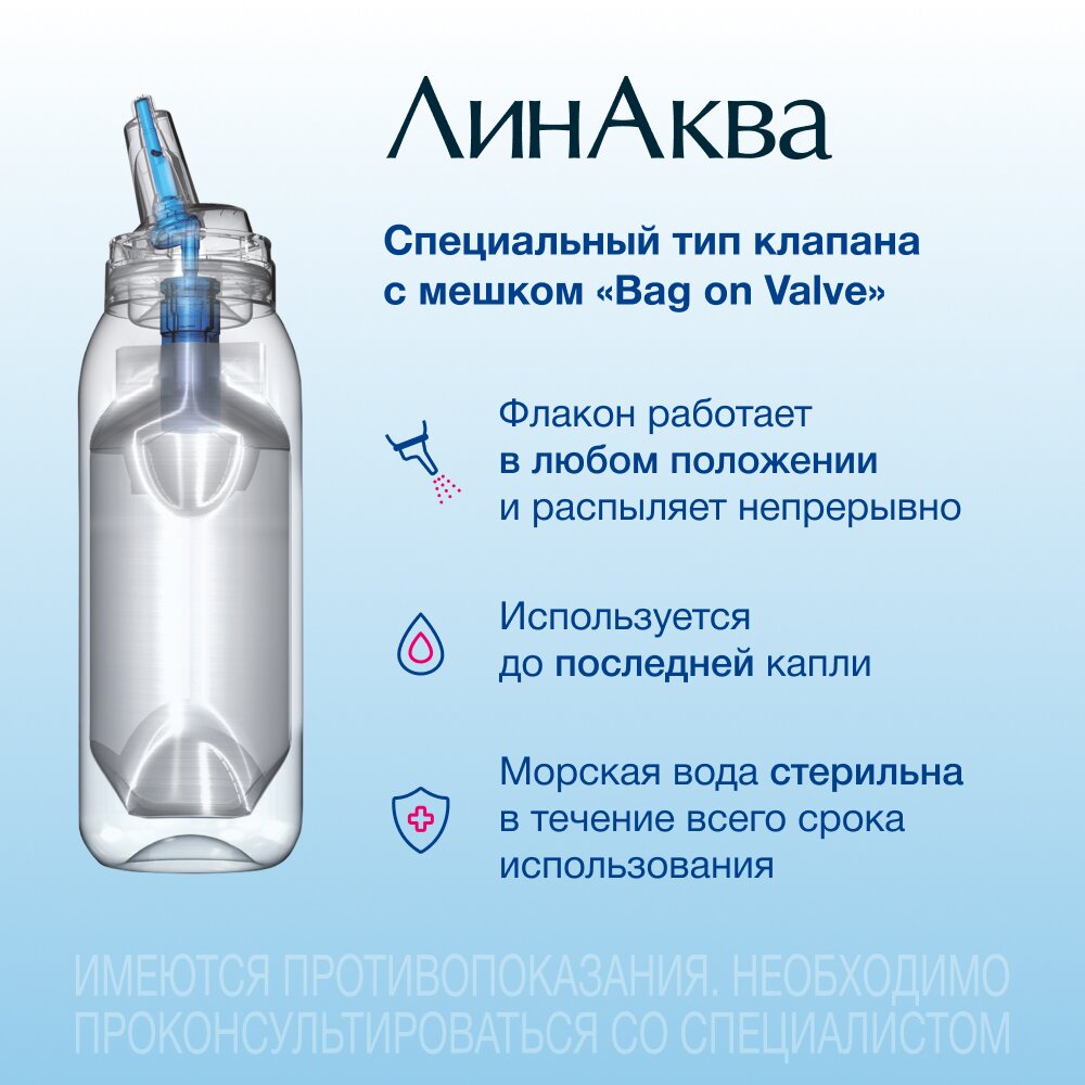 Линаква беби аэрозоль для промывания и орошения носа изотонический раствор 0.9% 150 мл