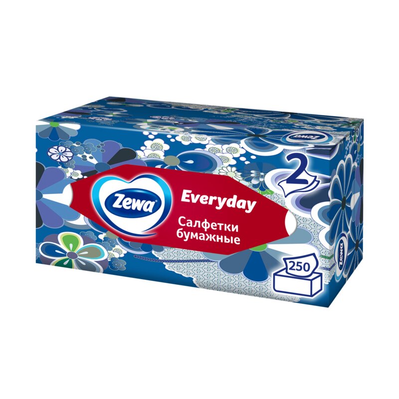 Салфетки бумажные 2-х слойные Zewa Everyday 250 шт.