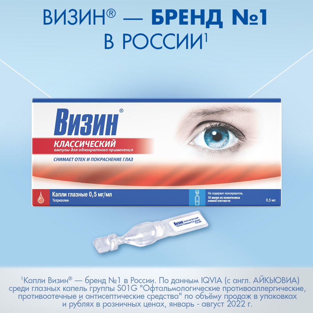 Визин Классический капли глазные 0,05% ампулы однократного применения 0,5 мл 10 шт.