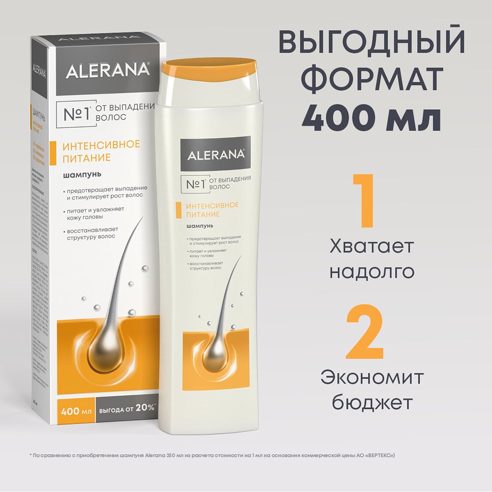 Шампунь для волос Алерана интенсивное питание 400 мл