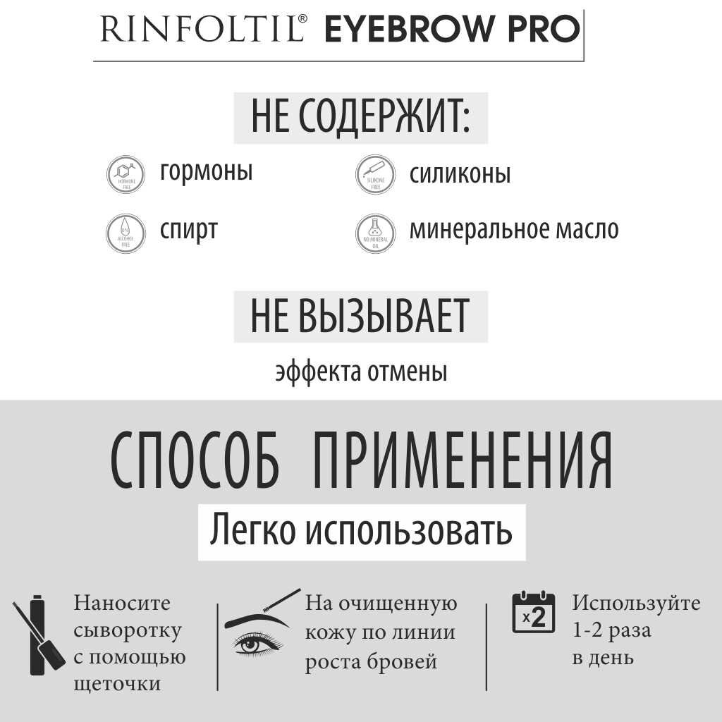 Сыворотка-бустер Ринфолтил Eyebrow PRO для роста бровей с пептидами 5 мл