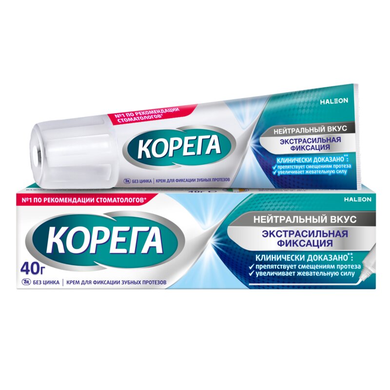 Крем для фиксации зубных протезов Корега нейтральный вкус 40 г