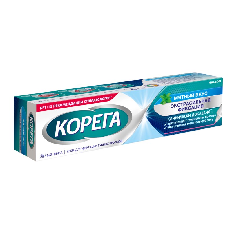 Крем для фиксации зубных протезов Корега экстра сильный мятный вкус 40 г