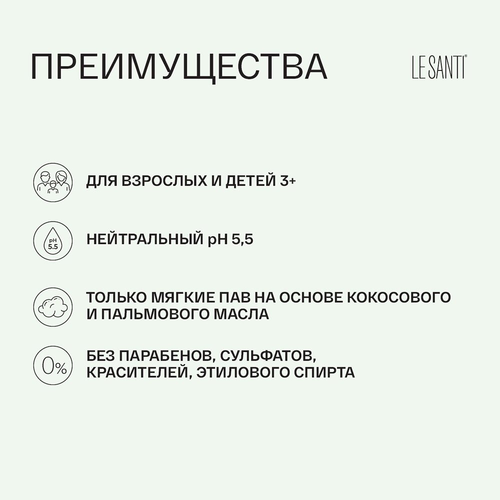 Шампунь Le santi восстановление для чувствительной и сухой кожи головы и волос 200 мл