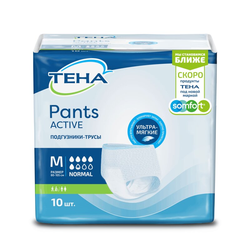 Подгузники-трусы Тена (TENA) Pacts Active Normal р.М 10 шт.