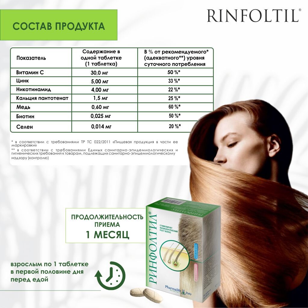 Rinfoltil (Ринфолтил) для мужчин и женщин таблетки 60 шт.