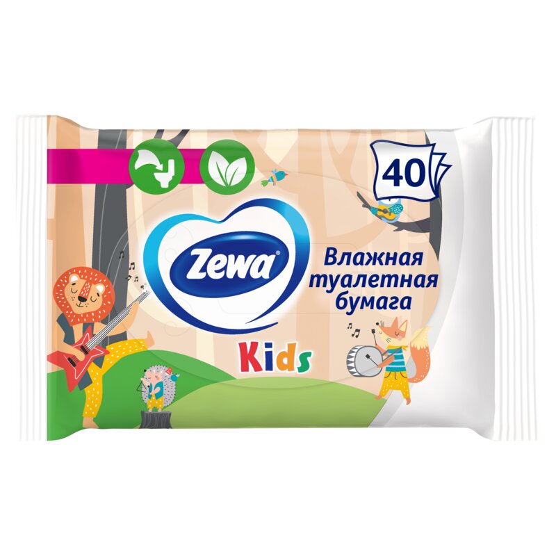 Бумага туалетная Zewa Kids влажная детская 40 шт.