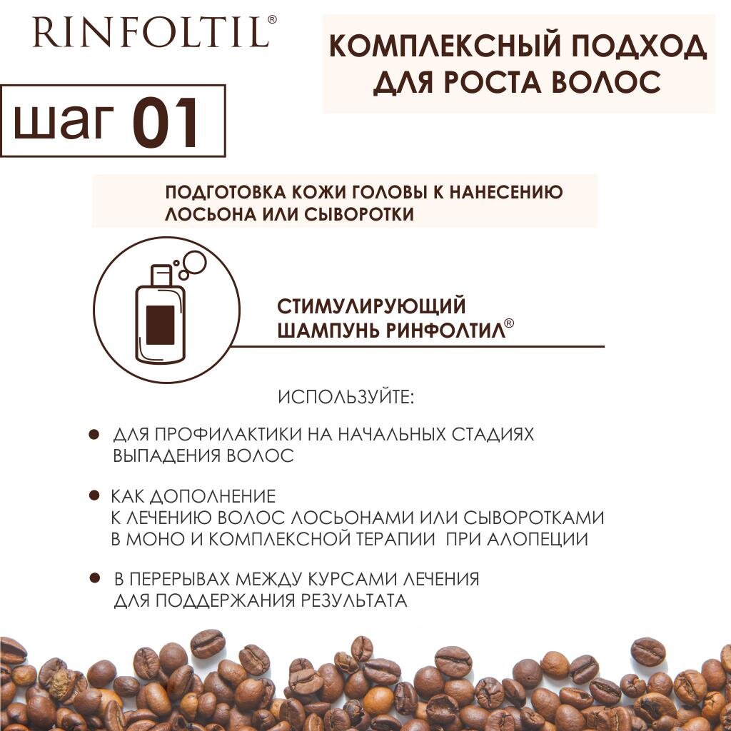 Шампунь от выпадения волос Rinfoltil активация естественного роста усиленная формула с кофеином 200 мл