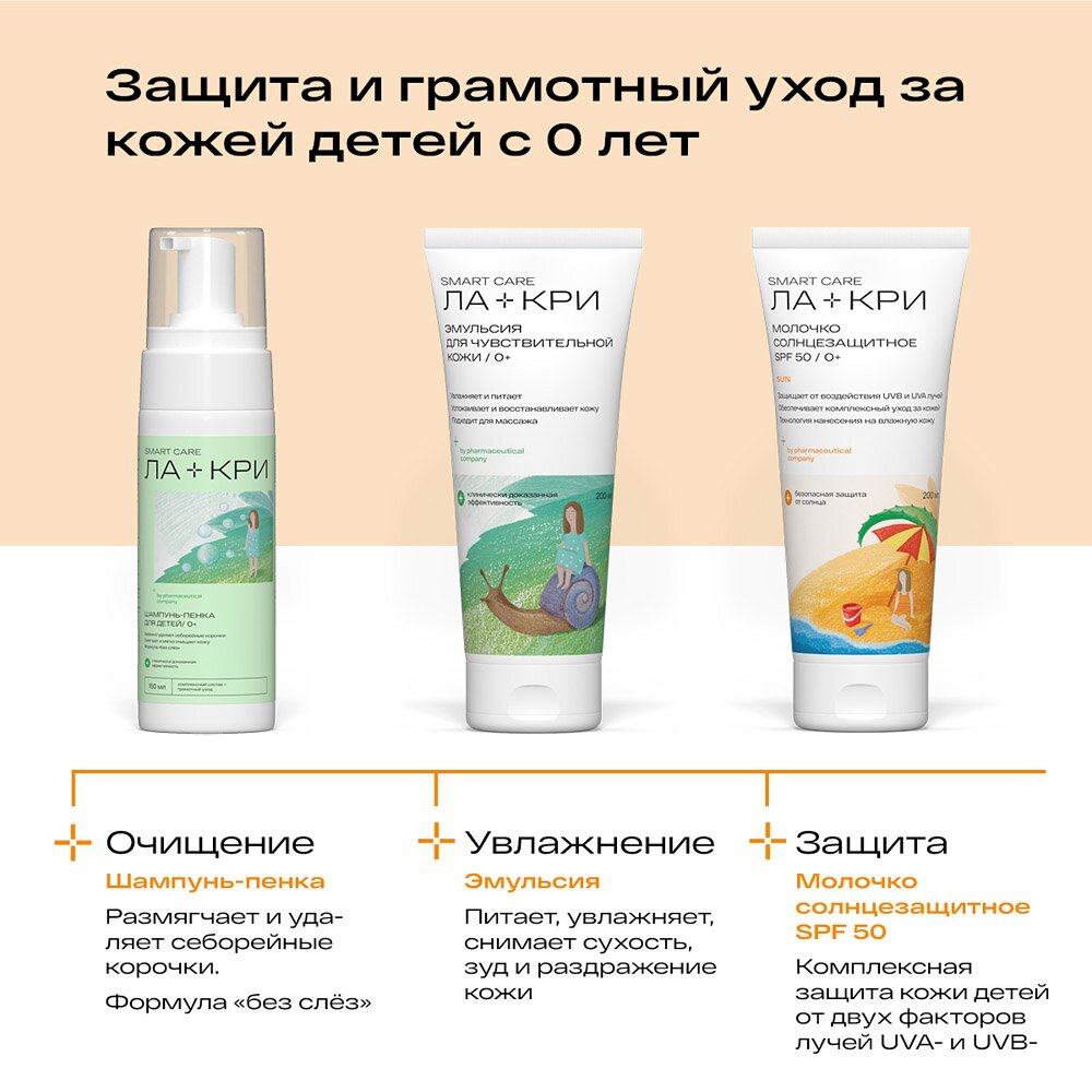 Детское солнцезащитное молочко Ла-Кри SPF 30 200 мл