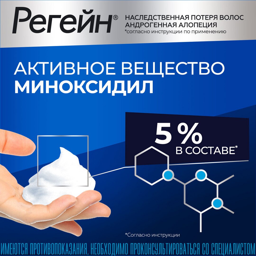 Регейн пена для наружного применения 5% аэрозоль 60 г 3 шт.