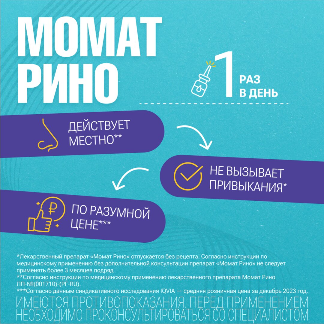 Момат Рино спрей назальный дозированный 50 мкг/доза 120 доз флакон 1 шт.