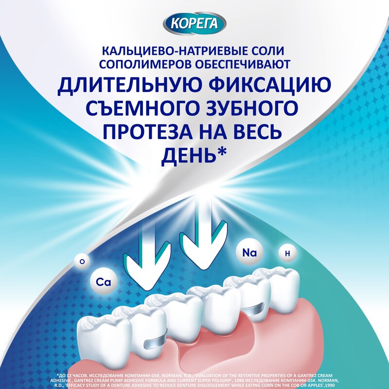 Крем для фиксации зубных протезов Корега экстра сильный мятный вкус 70 г