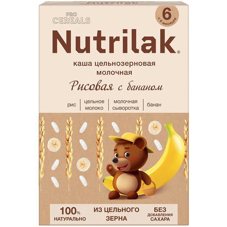 Каша молочная Nutrilak Premium Procereals цельнозерновая рисовая с бананом 200 г