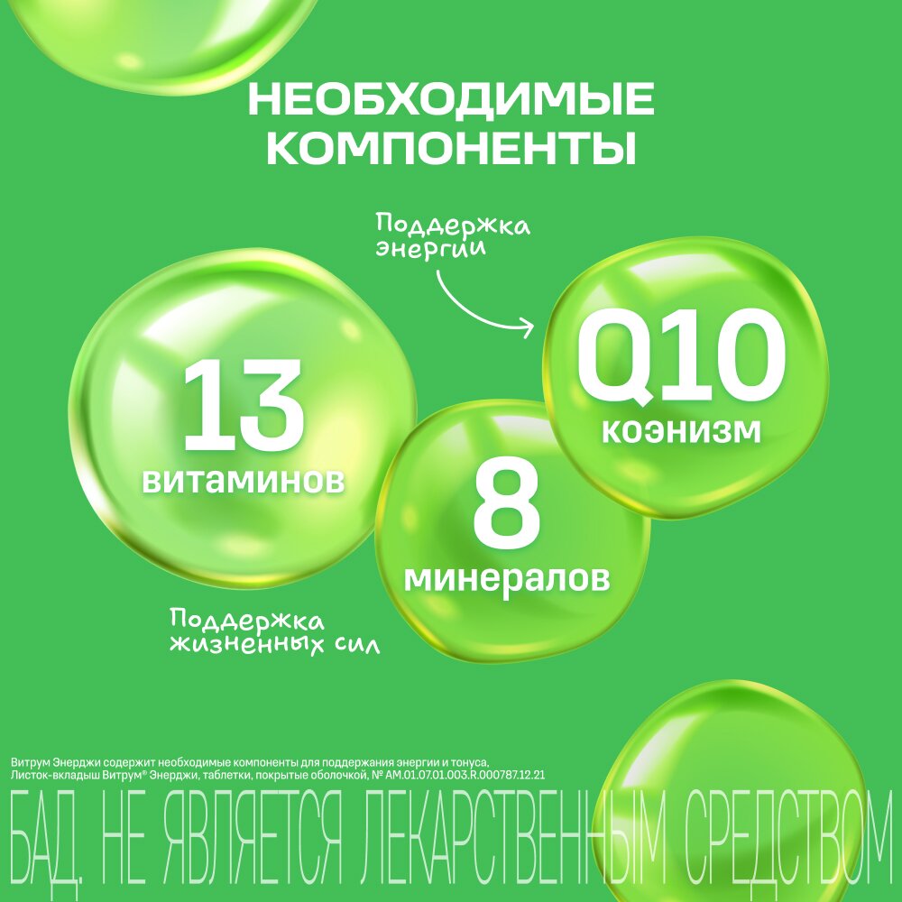 Витрум энерджи таблетки, покрытые оболочкой 1400 мг 30 шт.