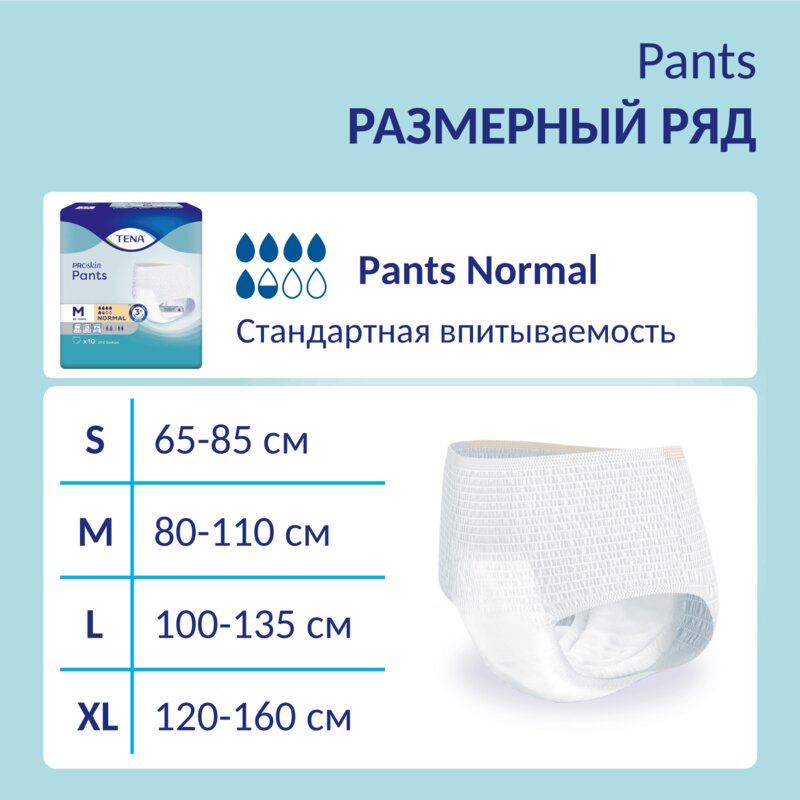 Подгузники-трусы Тена (TENA) Pants Normal XL (талия/бедра 120-160 см) 15 шт.