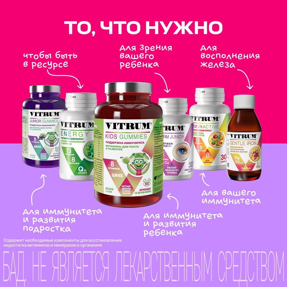 Витрум Кидс Гамми жевательный мармелад 60 шт.