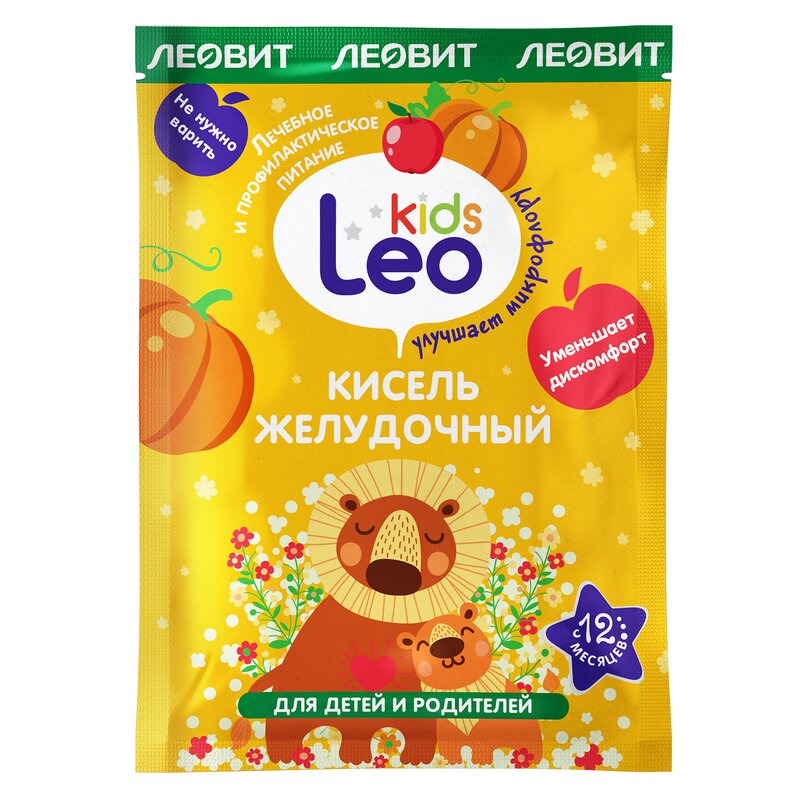 Кисель желудочный для детей с 1 года Leo Kids/Лео кидс Леовит пак. 12г 5шт