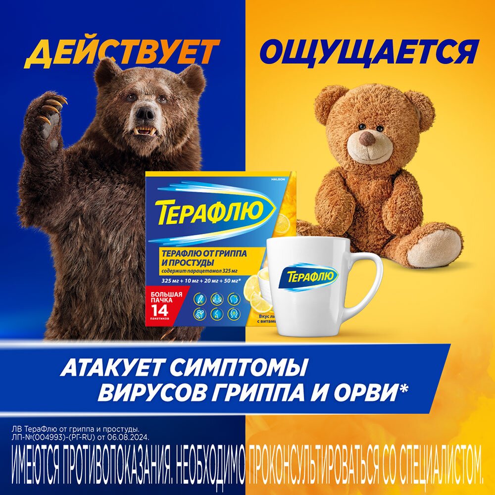 Терафлю порошок Лимон пакетики 14 шт.