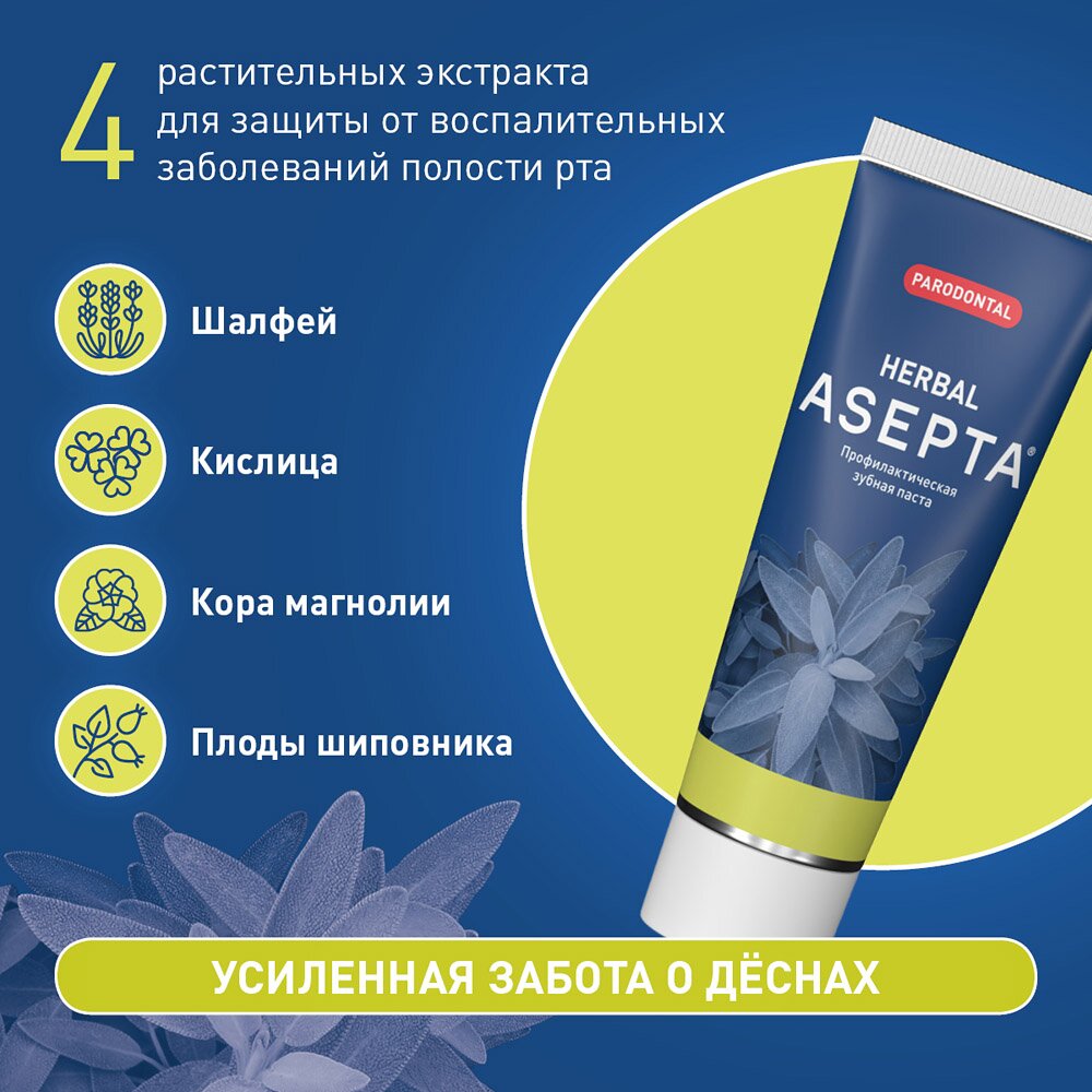 Зубная паста Асепта лечебные травы 75 мл