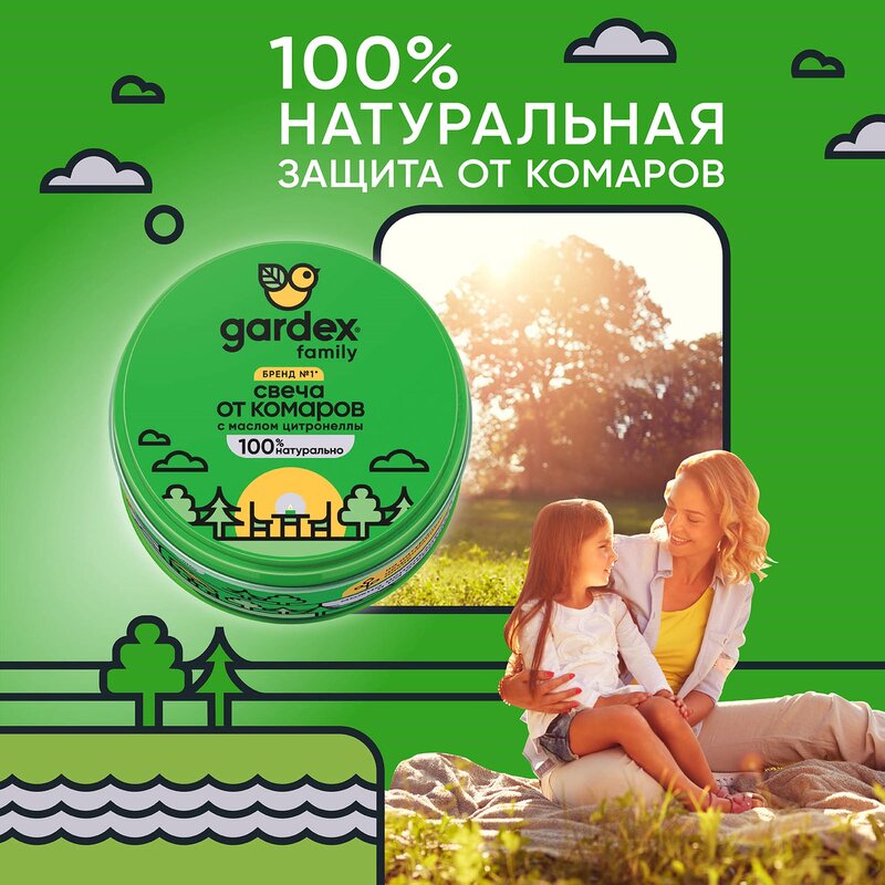 Свеча от комаров репеллентная Gardex family