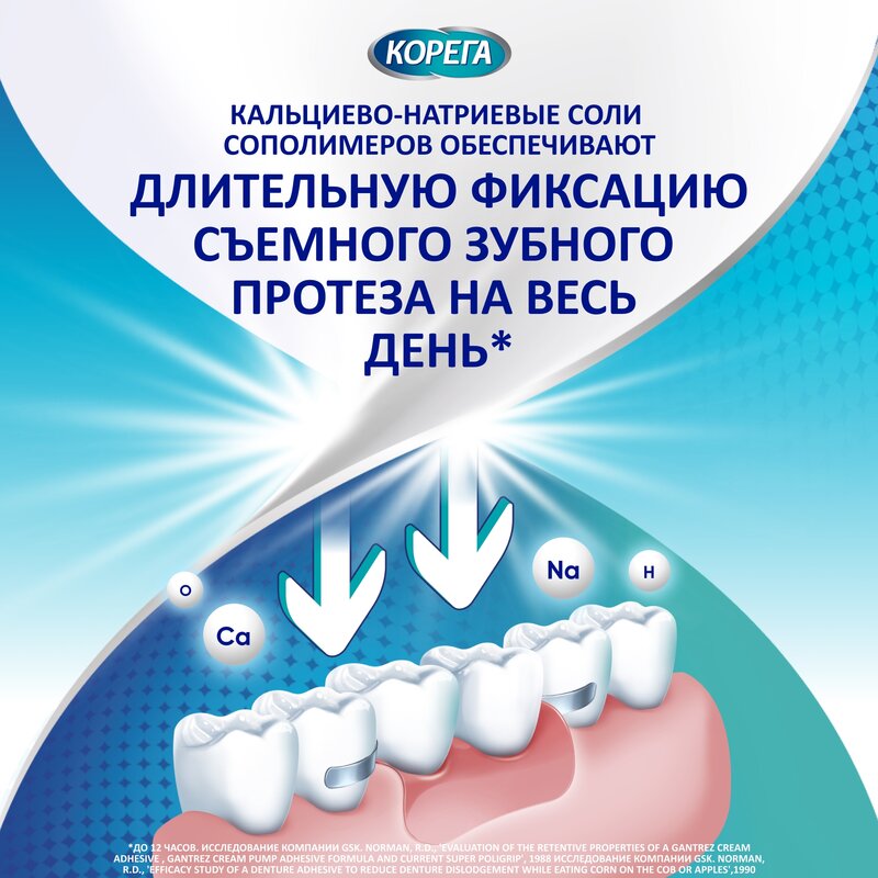 Корега крем для фиксации зубных протезов освежающий вкус 40 г
