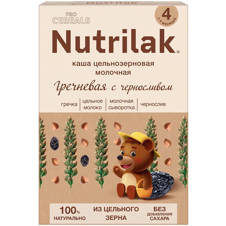 Каша молочная Nutrilak Premium Procereals цельнозерновая гречневая с черносливом 200 г